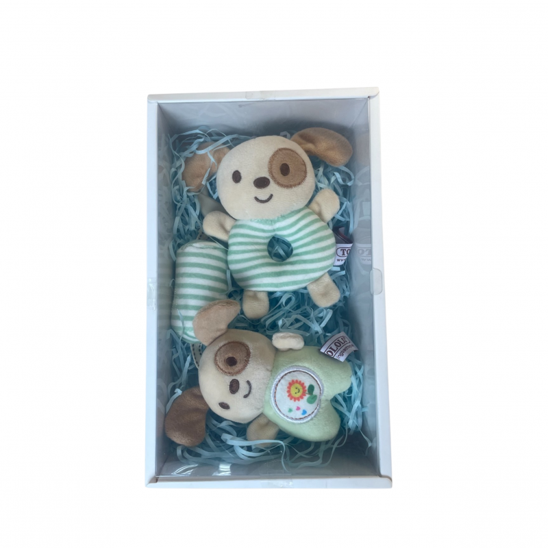 Подаръчен комплект за бебе момче - Бебешки дрънкалки Куче