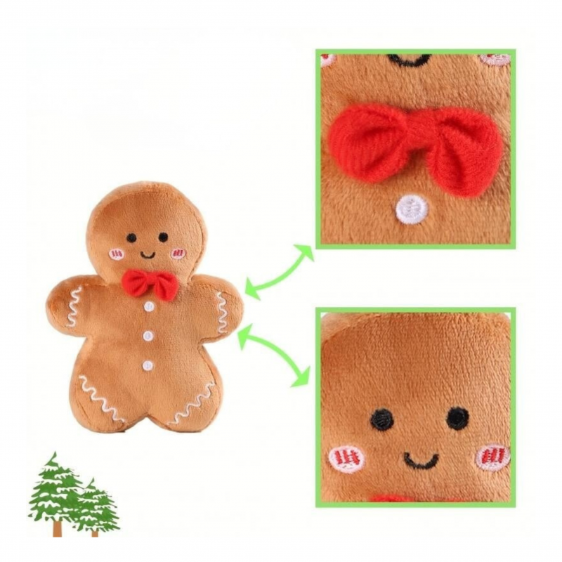 Плюшена коледна бисквитка, кафява, 27 см