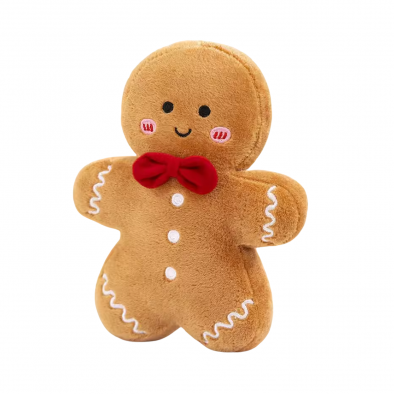 Плюшена коледна бисквитка, кафява, 27 см