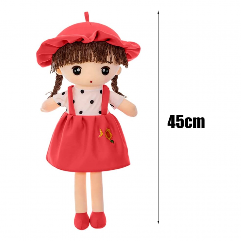 Мека кукла Мария с червена рокля, 45 см