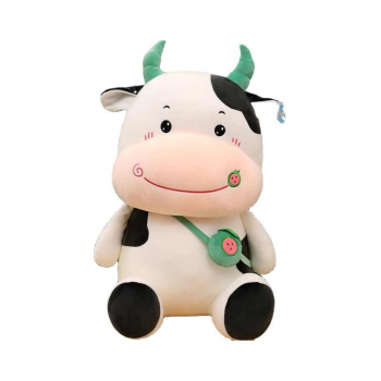 Плюшена кравичка със зелени рогца, 30 см