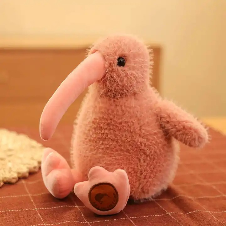  Плюшена птица киви, розова, 23 см