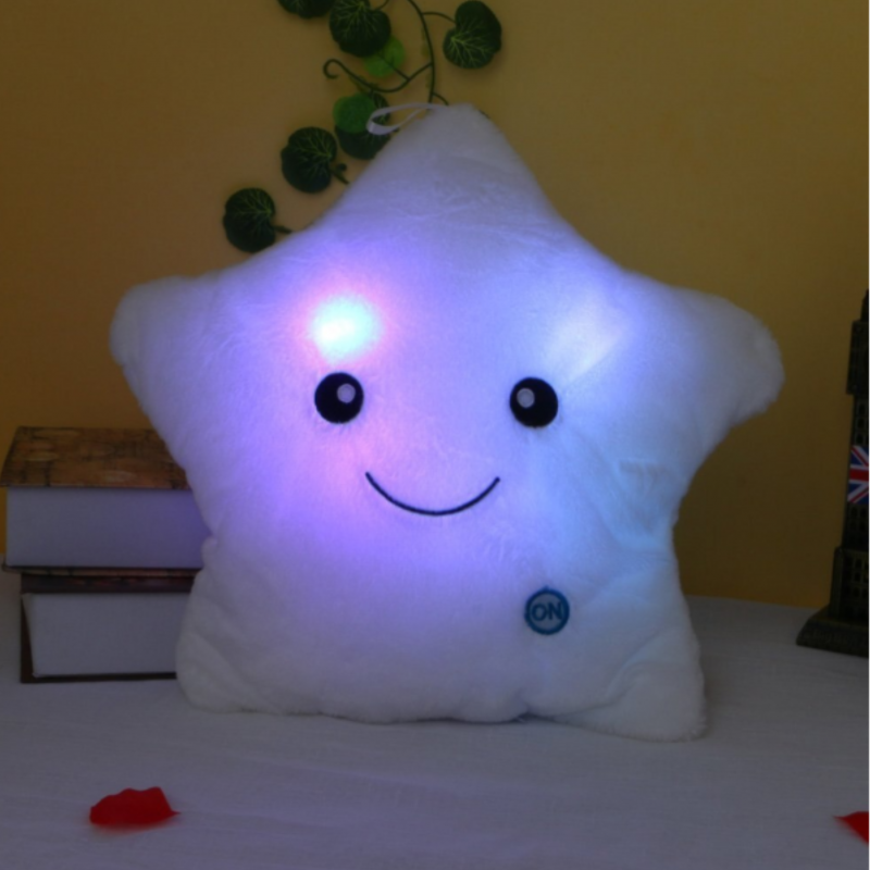 Плюшена звезда с LED светлини, бяла, 30 см