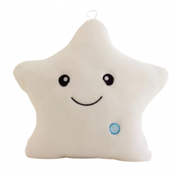 Плюшена звезда с LED светлини, бяла, 30 см