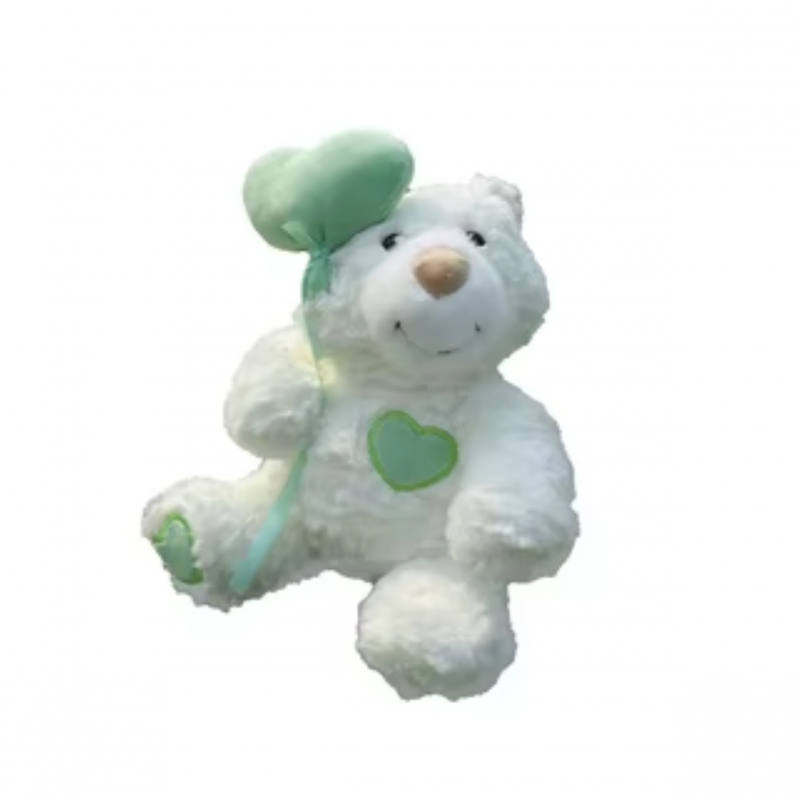Плюшено мече със зелен балон сърце, 25 см