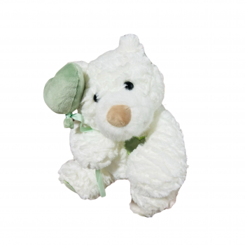 Плюшено мече със зелен балон сърце, 25 см