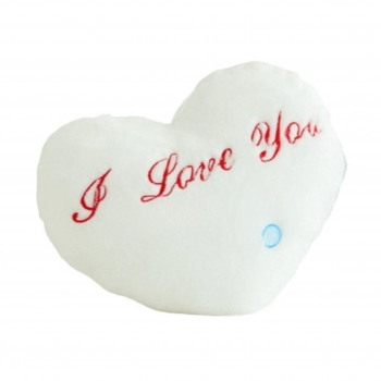 Плюшено сърце с LED светлини, бяло, 30 см