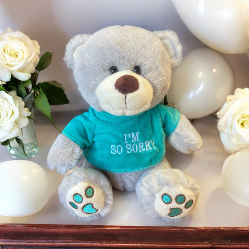Плюшено мече I'm so sorry, сиво, 20 см