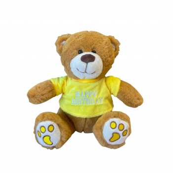 Плюшено мече Happy Birthday, тъмно кафяво, 20 см