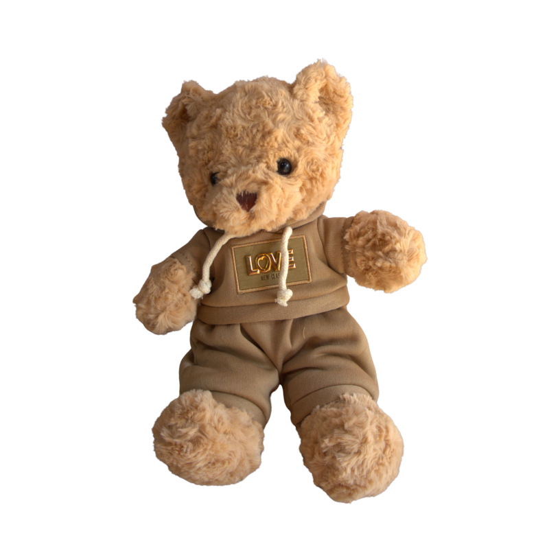 Плюшено мече с кафява дрешка LOVE, 30 см