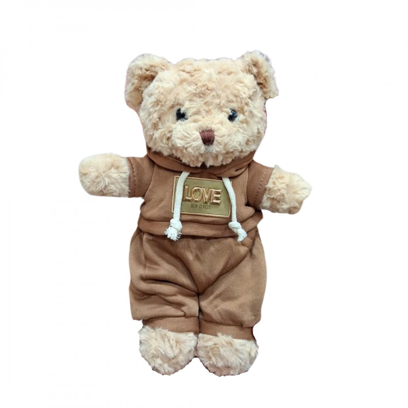Плюшено мече с кафява дрешка LOVE, 30 см
