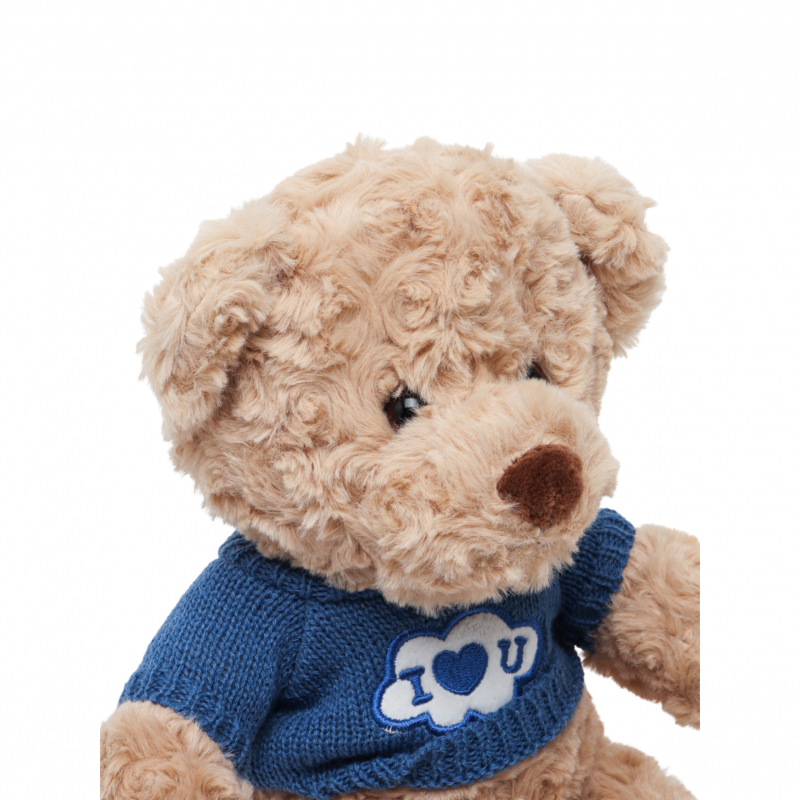 Плюшено мече Ради със синя тениска I love you, кафяво, 25 см