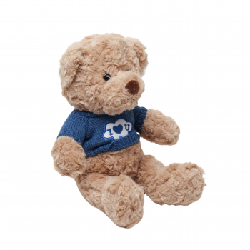 Плюшено мече Ради със синя тениска I love you, кафяво, 25 см