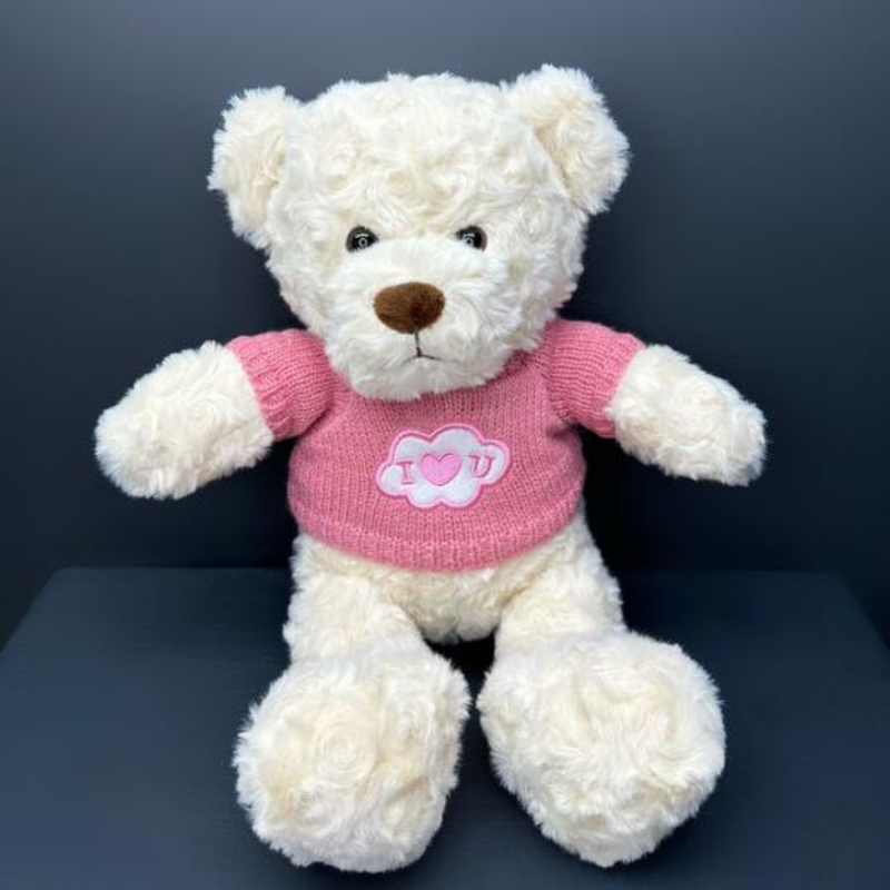 Плюшено мече Ради с розова тениска I love you, екрю, 25 см