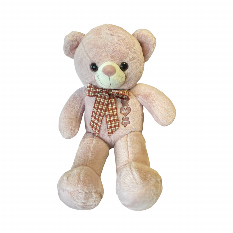 Плюшено мече Гери с панделка и сърчице, розово, 60 см