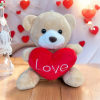 Плюшено мече със сърце LOVE, кафяво, 16 см