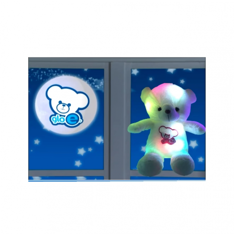 Плюшено светещо мече GloE, бяло, 35 см