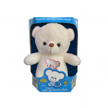 Плюшено светещо мече GloE, бяло, 35 см