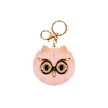 Плюшен ключодържател Бухал в светло розово