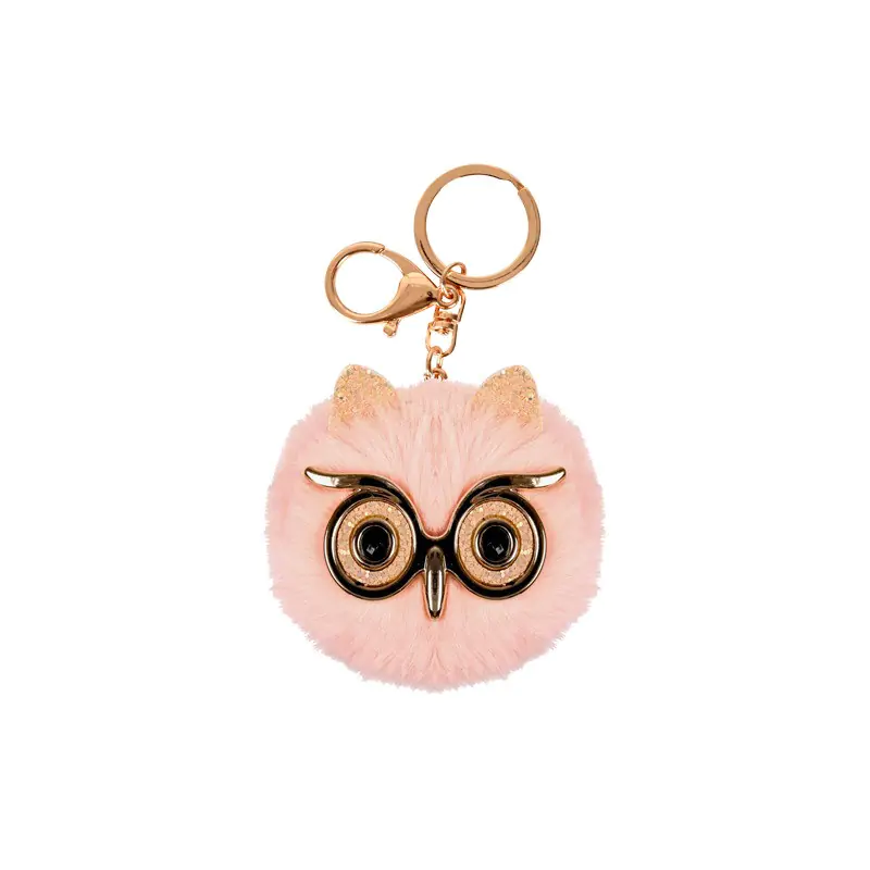 Плюшен ключодържател Бухал в светло розово