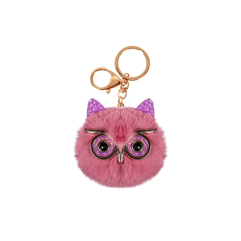 Плюшен ключодържател Бухал в розово