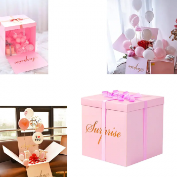 Голяма розова кутия за парти изненада