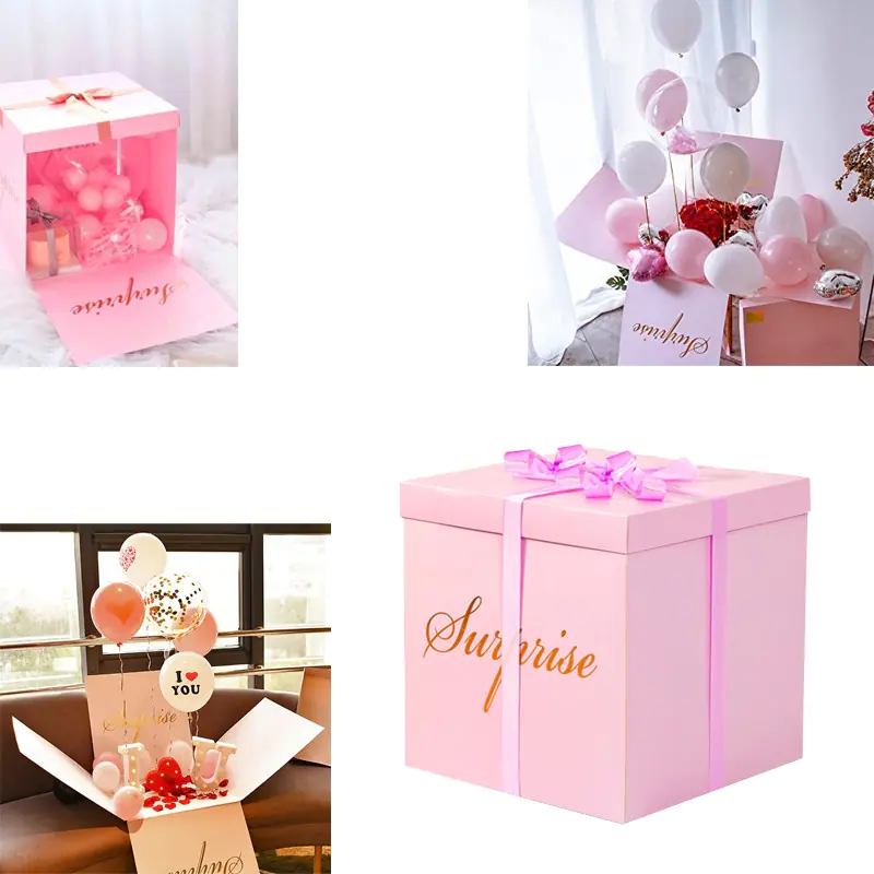 Голяма розова кутия за парти изненада