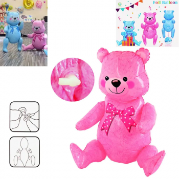 Балон - Мече в розово с подвижни крачета