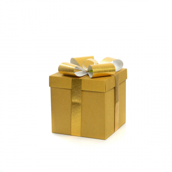 Подаръчна кутия с панделка в жълто
