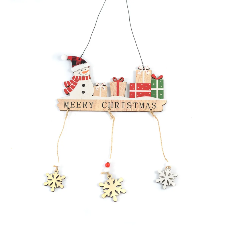 Коледна украса за врата - Снежен човек с подаръци