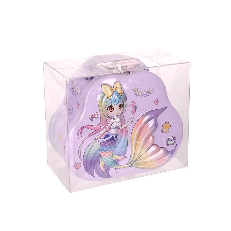 Метална касичка - Чантичка с ключе и катинар в лилаво