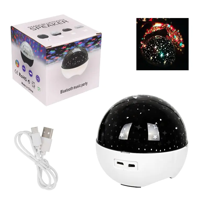 Нощна лампа и проектор на звездното небе с Bluetooth говорител, бяла