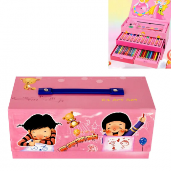 Комплект за оцветяване в куфарче, розов, 54 части