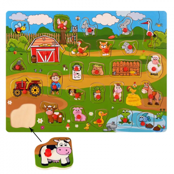 Дървен пъзел Ферма