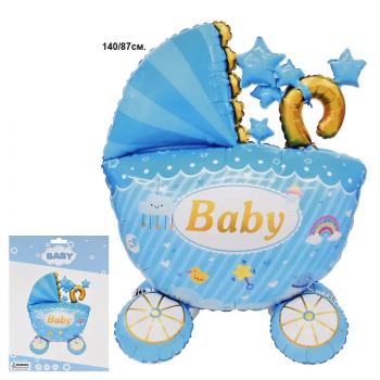 Син балон - Бебешка количка за момче