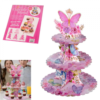 Стойка за сладкиши на три нива - Пеперуди