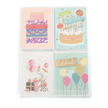 Поздравителна картичка с плик - Happy Birthday с торта