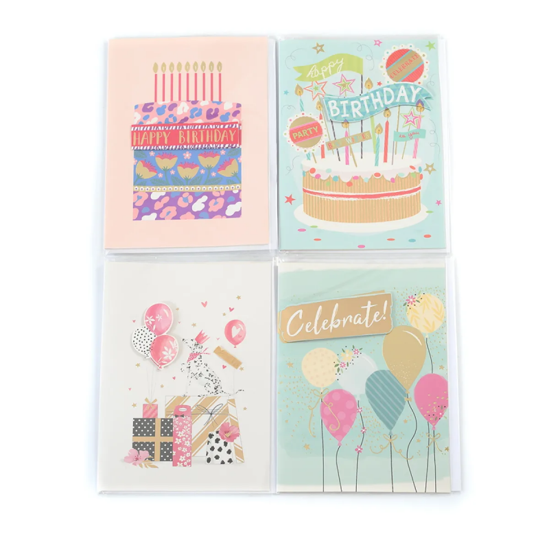 Поздравителна картичка с плик - Happy Birthday с торта