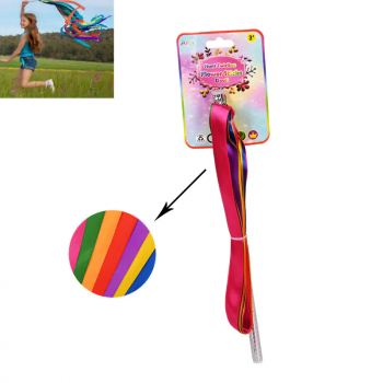 Стик с лента Малка гимнастичка в цвят дъга