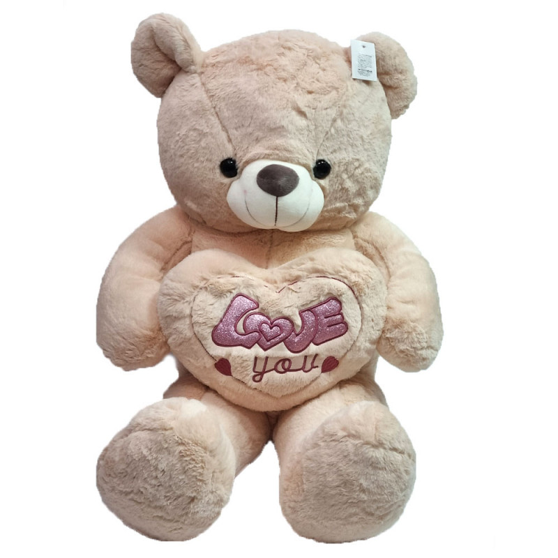Плюшено мече със сърце Love you, кафяво, 95 см