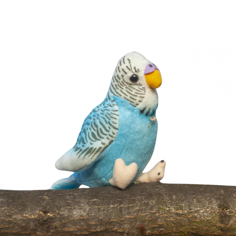 Плюшен Вълнист папагал със звук, син, 11 см