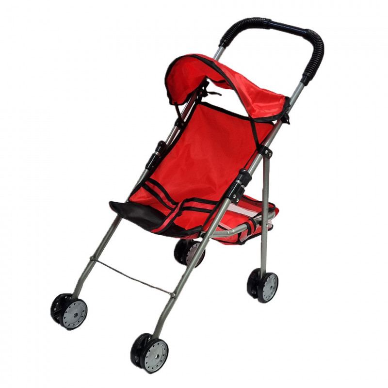 Лятна количка за кукли със сенник в червено