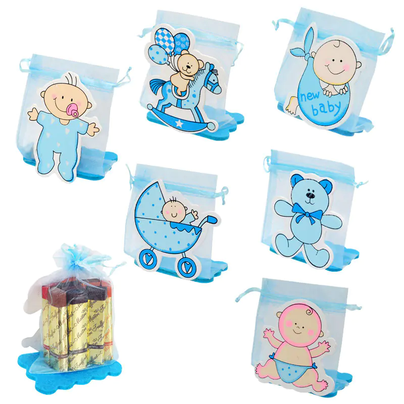 Синя торбичка от органза New Baby