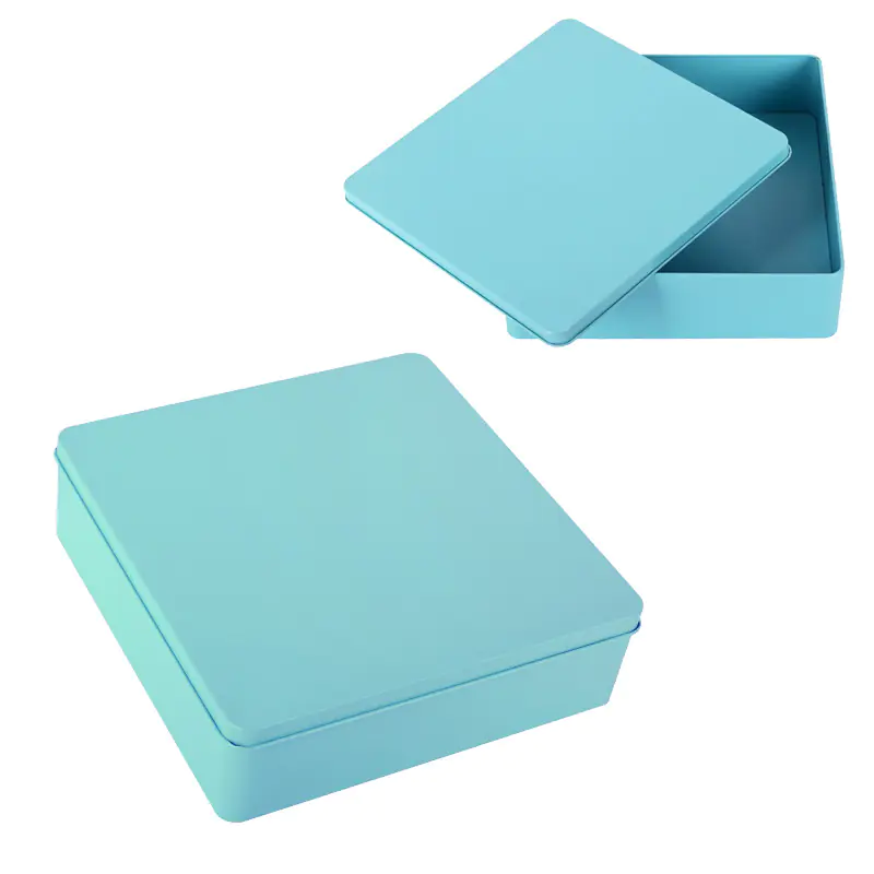 Метална квадратна кутия в синьо