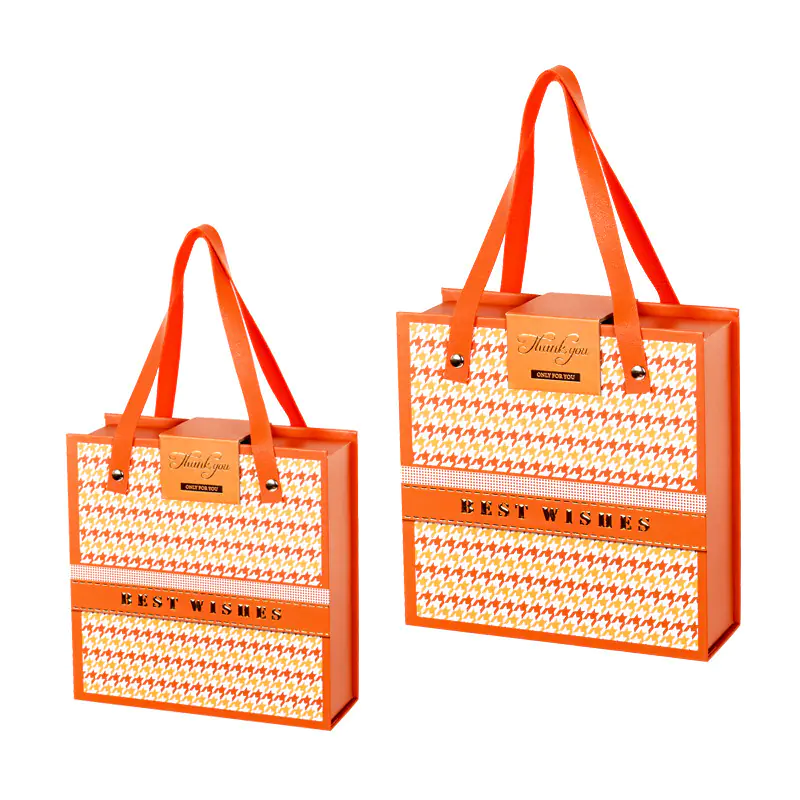 Подаръчна кутия - Чанта с магнитно закопчаване 2 в 1 в оранжево