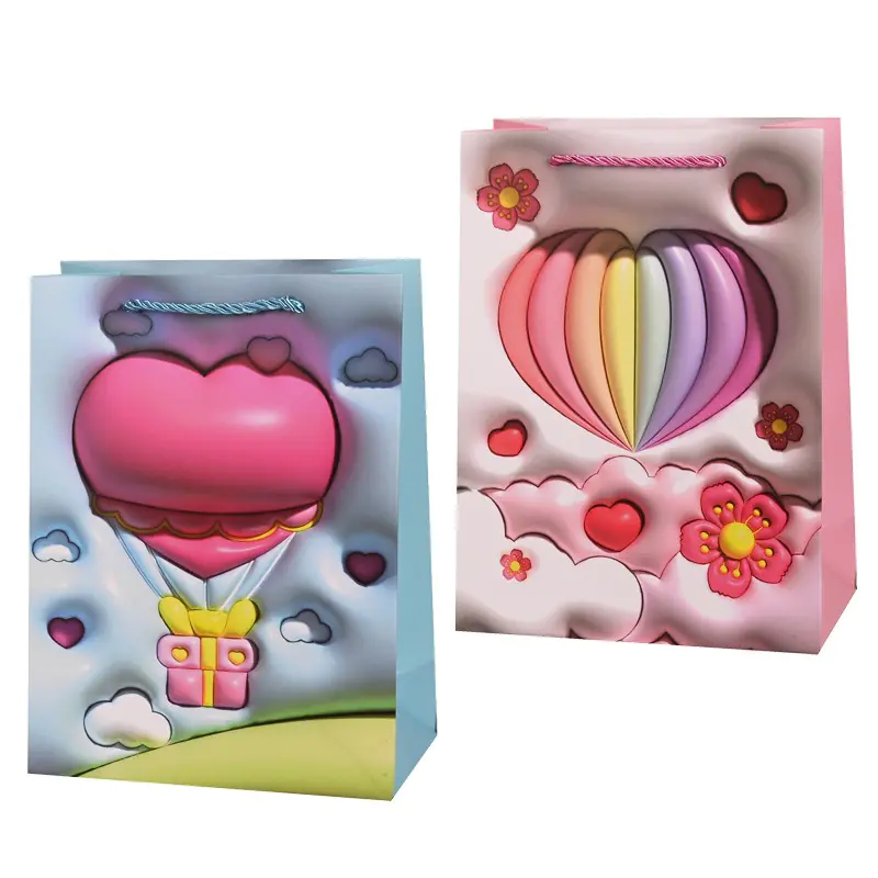 Подаръчна торбичка Сърца с 3D ефект