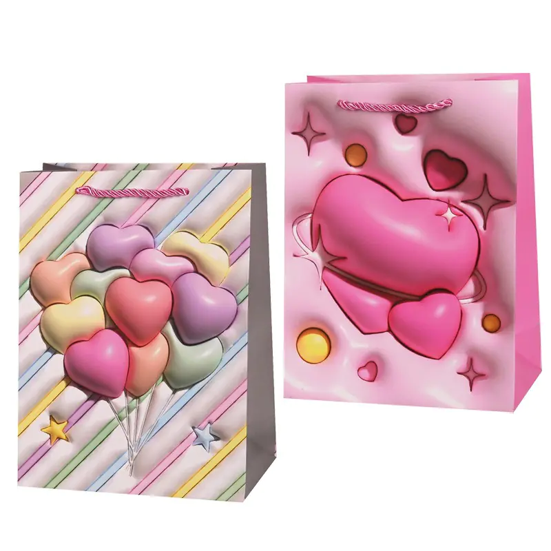 Подаръчна торбичка Сърца с 3D ефект