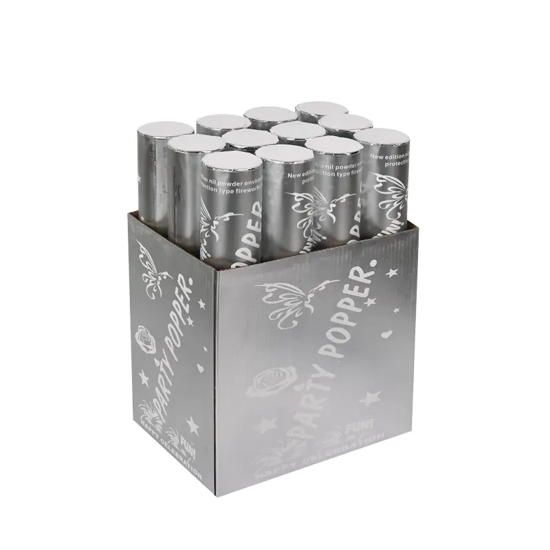 Парти цилиндър с конфети Party Popper - сребърни ленти