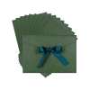 Плик от луксозен перлен картон със сатенена панделка в зелено