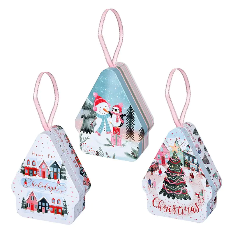 Метална коледна кутия Къщичка